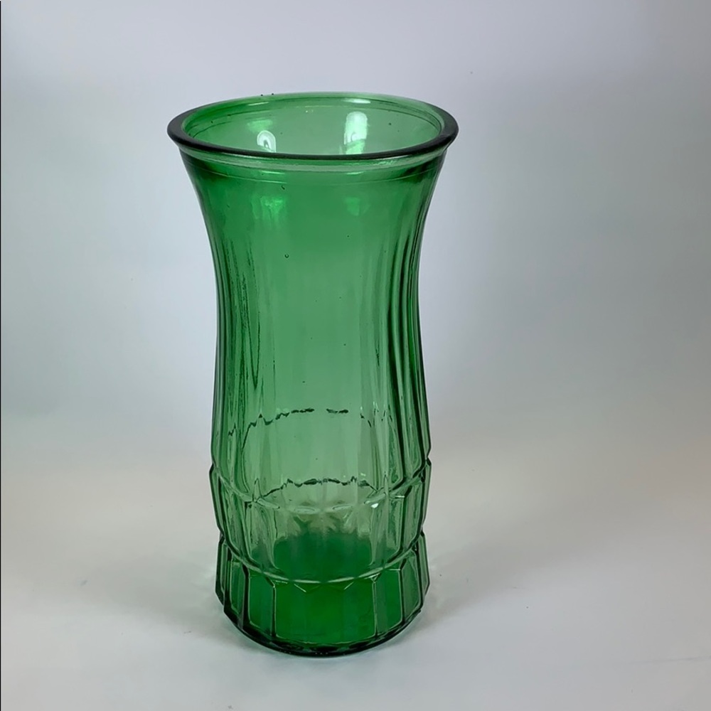 Vintage E O Brody green vase glass